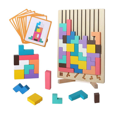 TetriLogic Houten Puzzel | 42 Stukken, Kinderen 3+ – Stimuleer Creativiteit en Probleemoplossend Denken 1